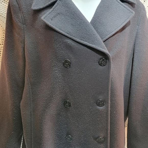 Andrea pea coat size 12, charcoal gray winter wool front buttons coat - Picture 8 of 15